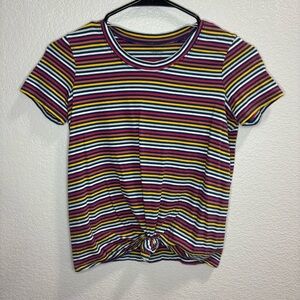 Madewell Multicolor Striped Knot-Front T-Shirt